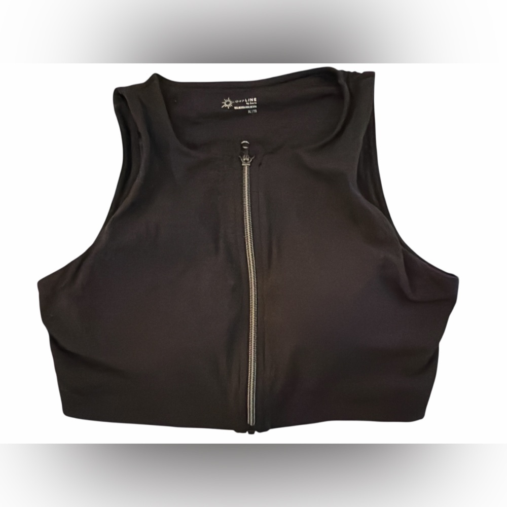 Aerie Offline Black Zip-Up Sports Bra NWOT - Picture 1 of 4